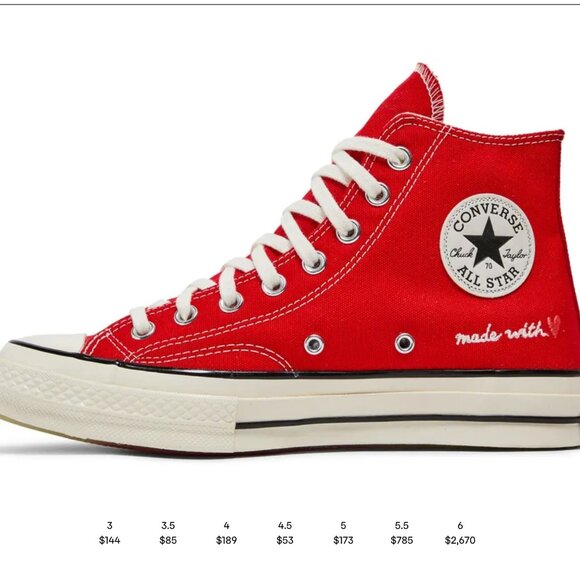 Converse Chuck 70 High Valentine's Day - University Red M 7.5 / W 9.5 - Picture 10 of 11